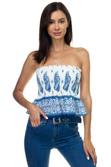 Boho Print Sleeveless Ruffle Top