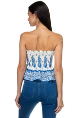 Boho Print Sleeveless Ruffle Top