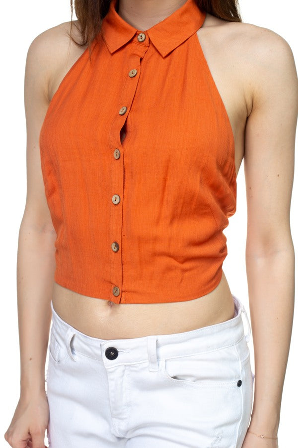 Sleeveless Linen Top