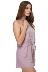 Sleeveless Ribbed Front Tie Romper