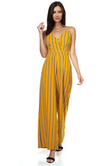 Stripe Back Self-tie Jumpsuit