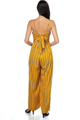 Stripe Back Self-tie Jumpsuit