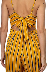 Stripe Back Self-tie Jumpsuit