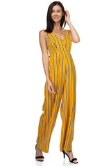 Stripe Back Self-tie Jumpsuit