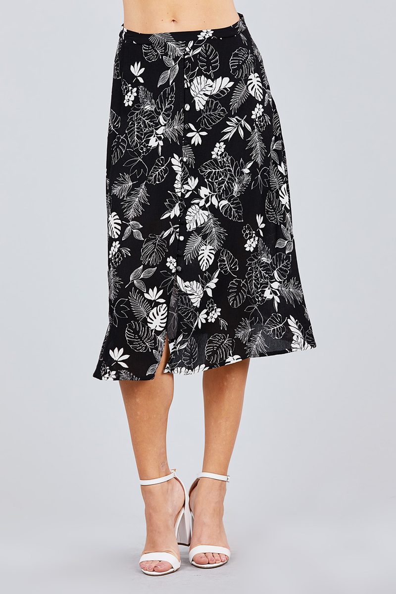 Tulip Sleeve Off The Shoulder Button Down Crop Top And Button Down Midi Skirt Set