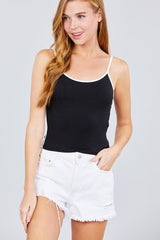 Double Round Neck Contrast Cami Top