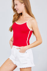 Double Round Neck Contrast Cami Top