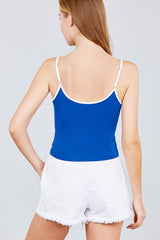 Double Round Neck Contrast Cami Top