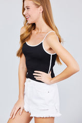 Double Round Neck Contrast Cami Top