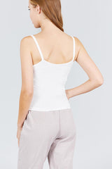 Front Button Down Detail Rayon Spandex Rib Cami Knit Top