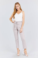 V-neck W/snap Button Detail Cami Rayon Spandex Heavy Rib Knit Top