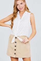 High Waist Smocking Detail Button Down Mini Skirt