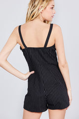 Button Down Yarn Dye Stripe Cami Linen Romper