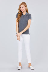 Classic Pique Spandex Polo Top