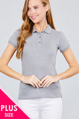 Classic Pique Spandex Polo Top