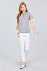 Classic Pique Spandex Polo Top