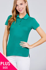 Classic Pique Spandex Polo Top