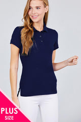 Classic Pique Spandex Polo Top