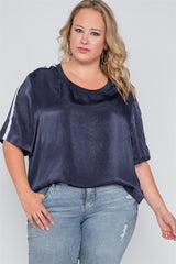 Plus Size Color Block Short Sleeve Top