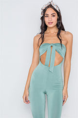 Front Tie Cut Out Skinny Leg Jumpsuit