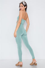 Front Tie Cut Out Skinny Leg Jumpsuit