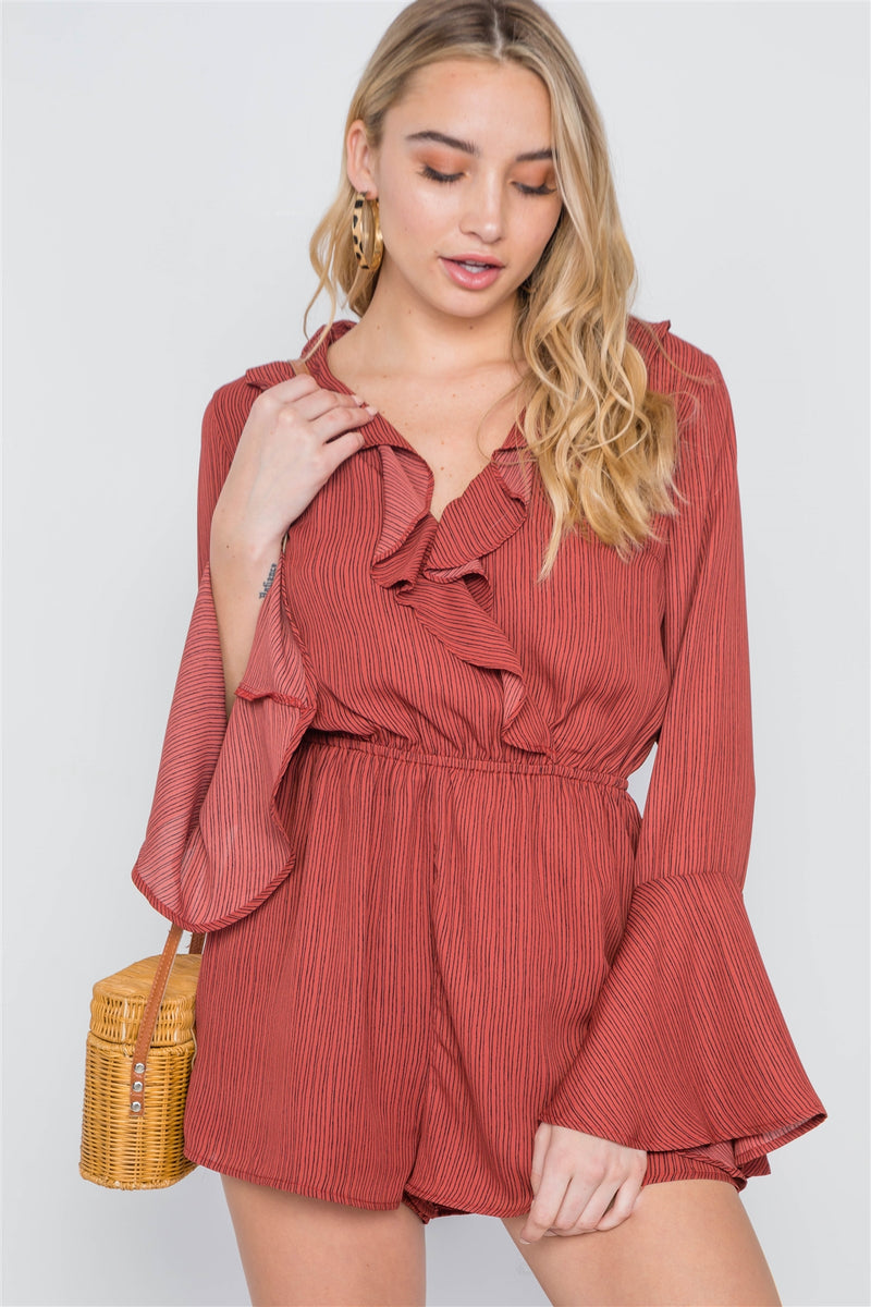 Surplice Neck Long Sleeve Romper