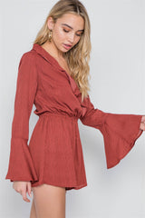 Surplice Neck Long Sleeve Romper