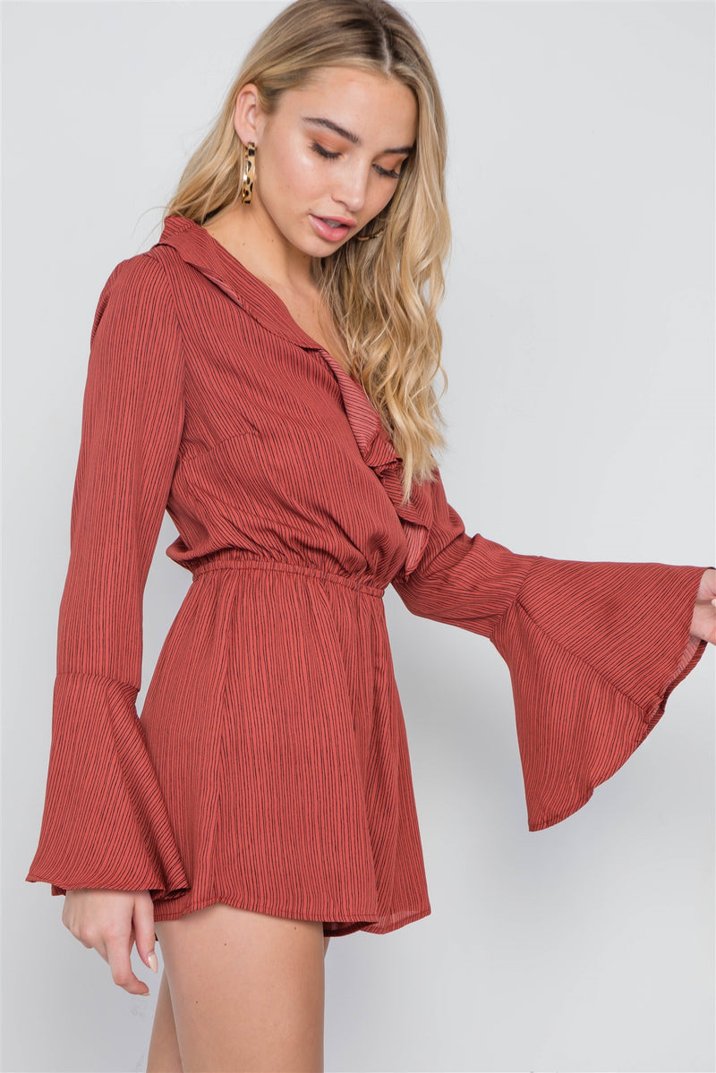 Surplice Neck Long Sleeve Romper