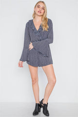 Surplice Neck Long Sleeve Romper