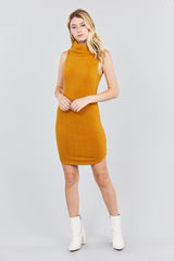 Sleeveless Cowl Neck Rib Mini Dress