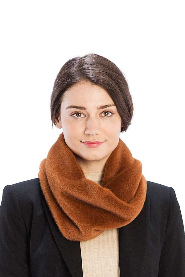 Solid Color Faux Mink Fur Infinity Scarf