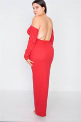 Plus Size Ribbed Black Maxi Dress