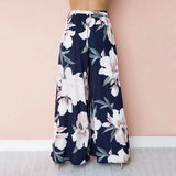 Floral Print Long Pants Mid Waist Vintage Beach Trousers