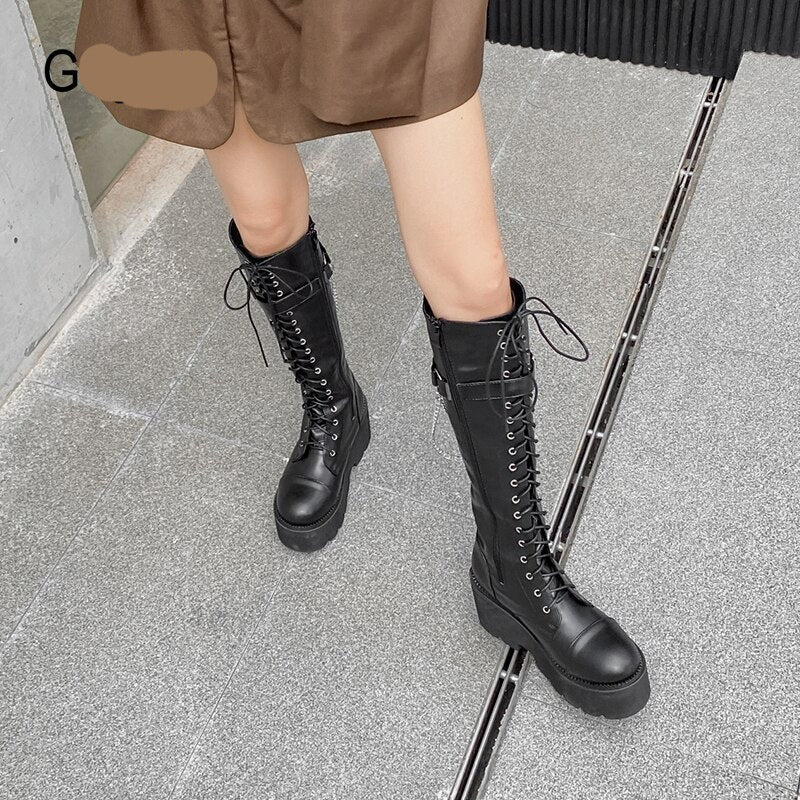 High Quality Women Long Boots Knee High Shoes Chunky