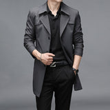 Long Trench Coats Superior Quality Buttons Male Fashion Outerwear