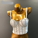 Cupnaya Handmade Women Glitter Diamante Crop Top Sexy Push-Up Bustier