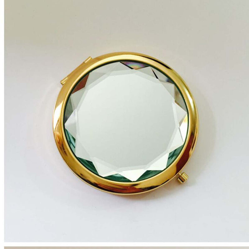 1Pc Luxury Crystal Makeup Mirror Portable Round Folded Compact Mirrors Gold Silver Pocket Mirror Making Up for Personalized Gift
