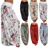 Floral Print Long Vintage Harem Beach Trousers