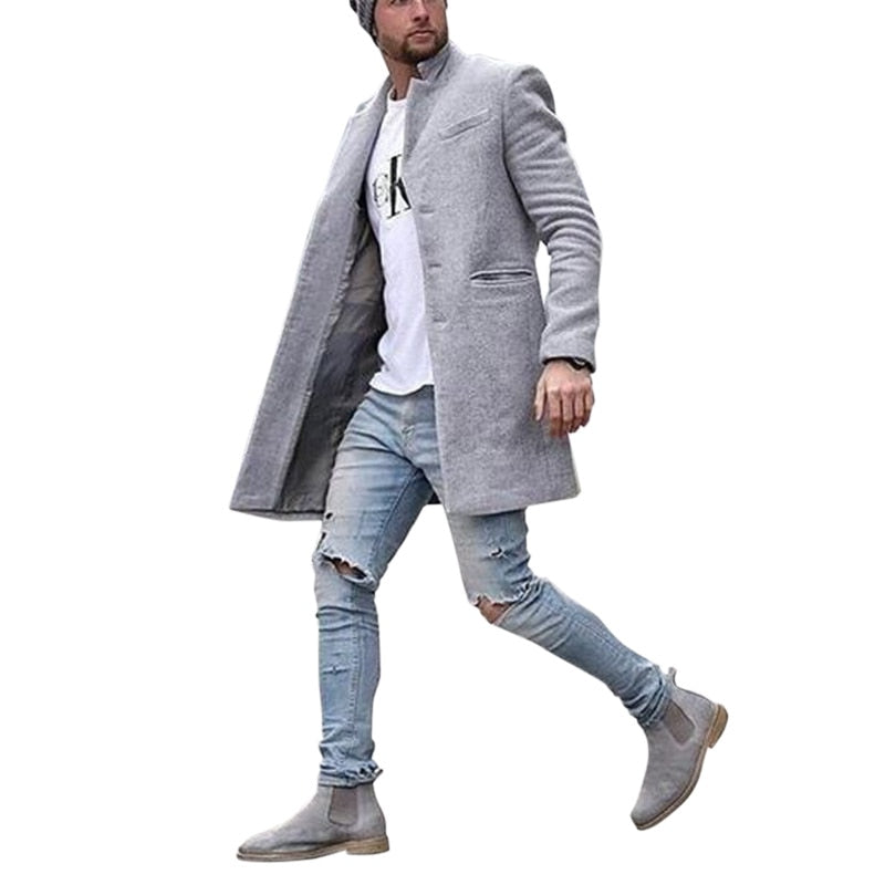 Coat Thickened Windbreaker Warm Coat Autumn Winter Solid Color Long Warm