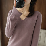 Autumn Winter New cashmere Sweater Woman V-Neck
