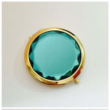 1Pc Luxury Crystal Makeup Mirror Portable Round Folded Compact Mirrors Gold Silver Pocket Mirror Making Up for Personalized Gift