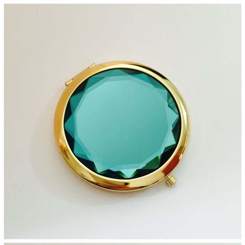 1Pc Luxury Crystal Makeup Mirror Portable Round Folded Compact Mirrors Gold Silver Pocket Mirror Making Up for Personalized Gift
