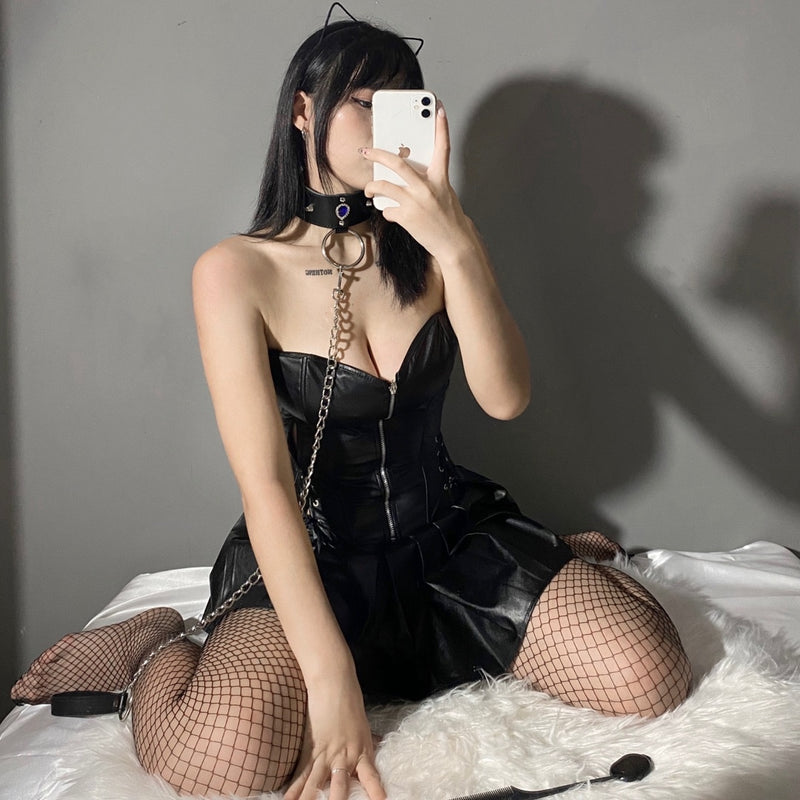 3 piece tube top corset suit