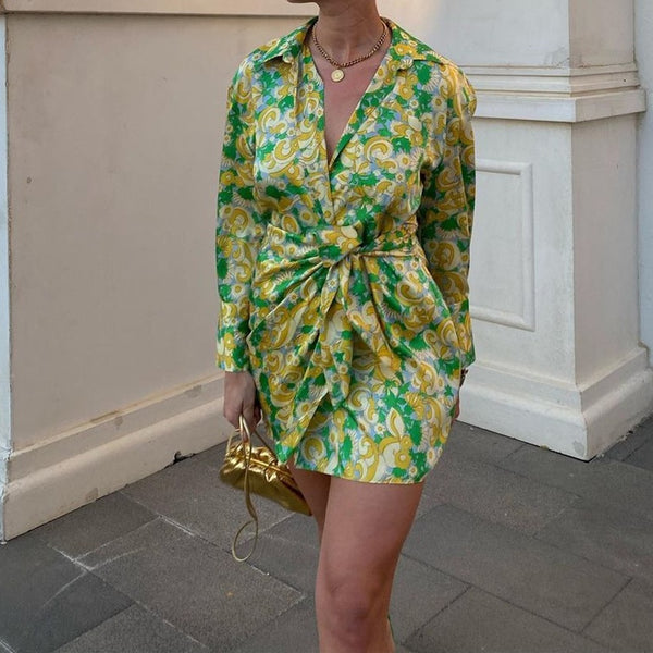 Summer Beach Style V-Neck Mini Dress