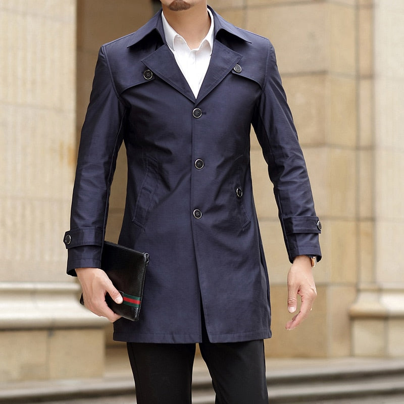 Trench Coats Superior Quality Buttons Male Fashion Outwear Jackets Smart