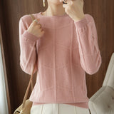 Autumn Winter New Ladies O-neck Long-Sleeved Knitted Pullover Cashmere