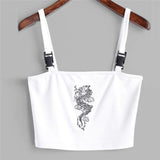 Sheer Dragon Embroidery Stylish Cami Tank Top