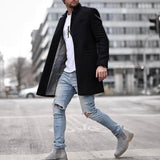 Coat Thickened Windbreaker Warm Coat Autumn Winter Solid Color Long Warm