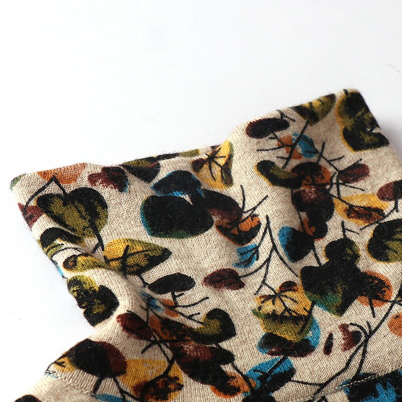Autumn Chic Print Dress - Cozy Collar & Sleeves