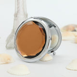 1Pc Luxury Crystal Makeup Mirror Portable Round Folded Compact Mirrors Gold Silver Pocket Mirror Making Up for Personalized Gift